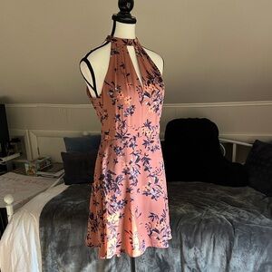 Express Halter Floral Dress - Mauve and Purple